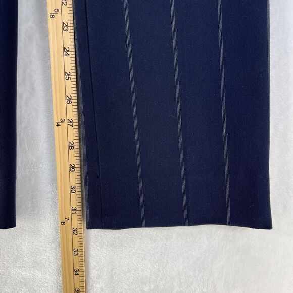 Express Editor Barely Boot Low Rise Pants Women’s Sz 4R Navy Pinstripe - Picture 3 of 7